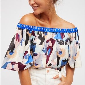 Free people off the shoulder multi colored shirt